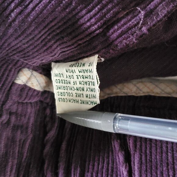 90s Y2K LL Bean Corduroy Pants 14 Tall Plum Purple Relaxed Pleated High Elastic - Picture 6 of 6